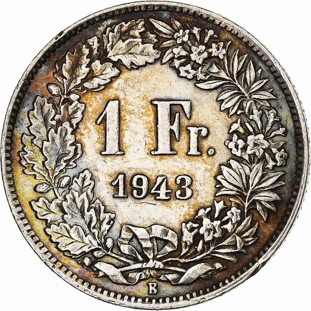 Switzerland, Franc, Helvetia, 1943, Bern, Silver, 