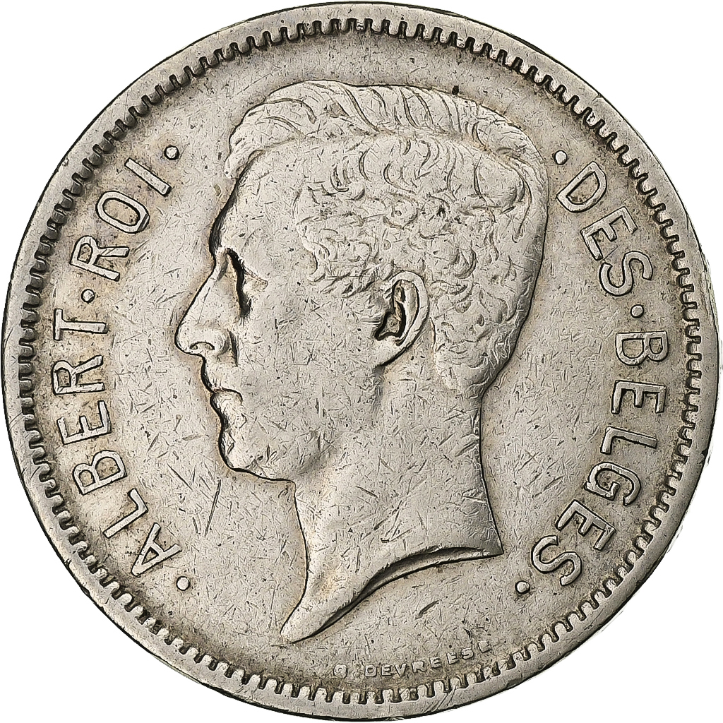 Belgium, Albert I, 1 belga - 5 francs, 1930, Brussels, Nickel, 