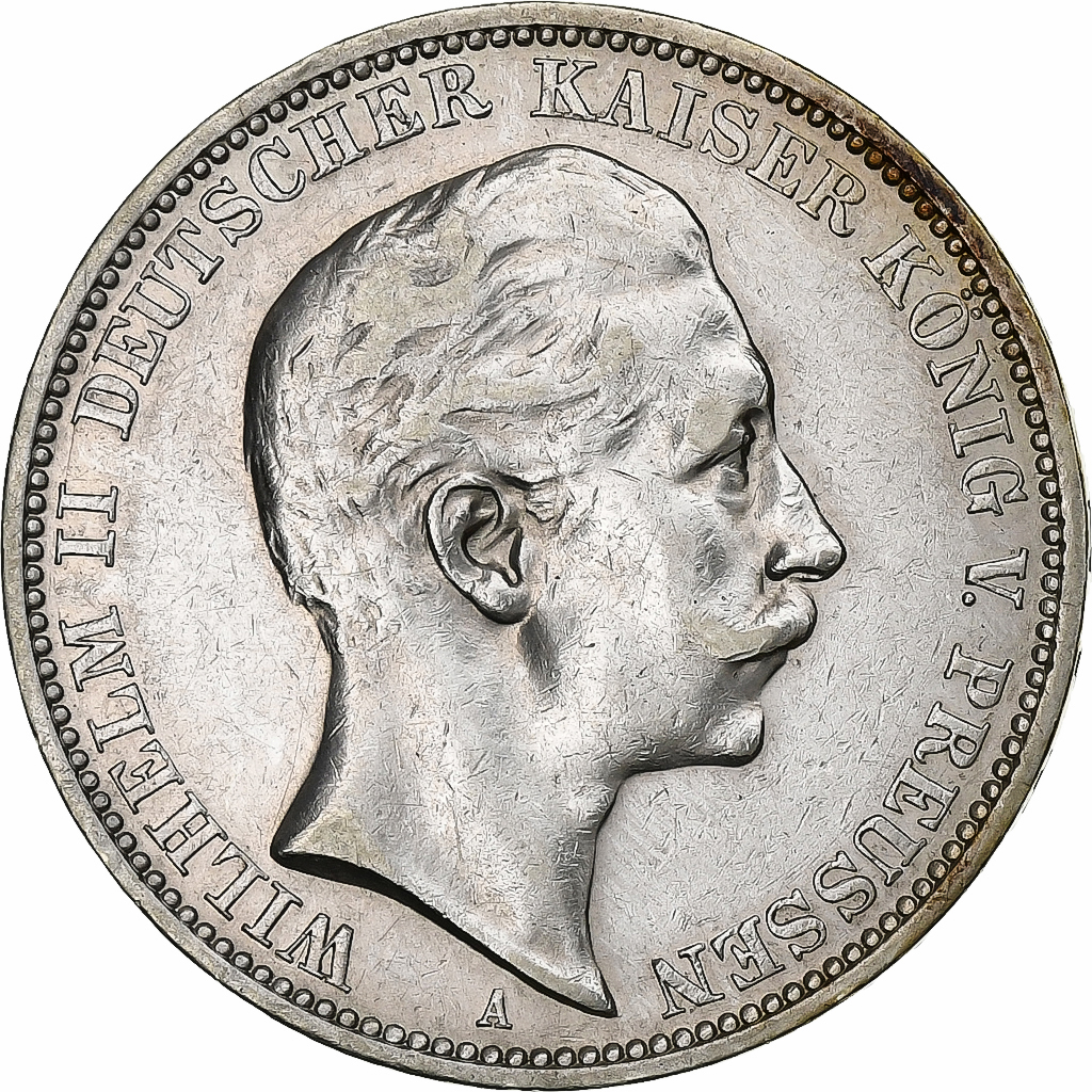 Kingdom of Prussia, Wilhelm II, 3 Mark, 1909, Berlin, Silver, 