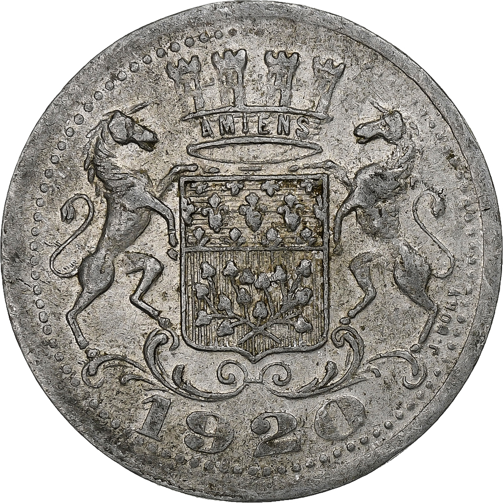 France, Chambre de commerce d'Amiens, 25 Centimes, 1920, EF, Aluminium