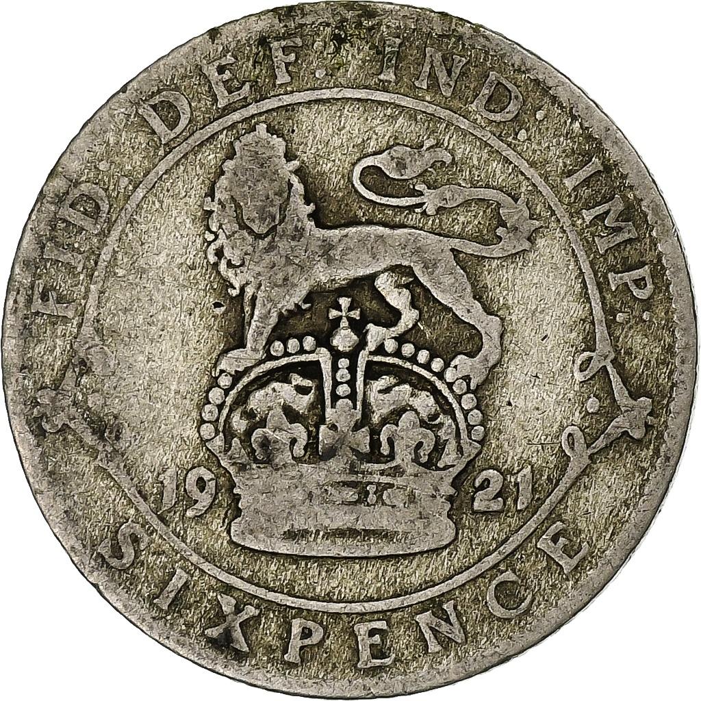Great Britain, George VI, 6 Pence, 1921, London, Silver, 