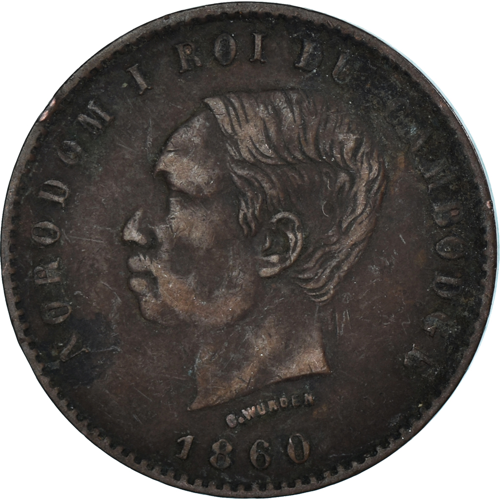Coin, Cambodia, 10 Centimes, 1860