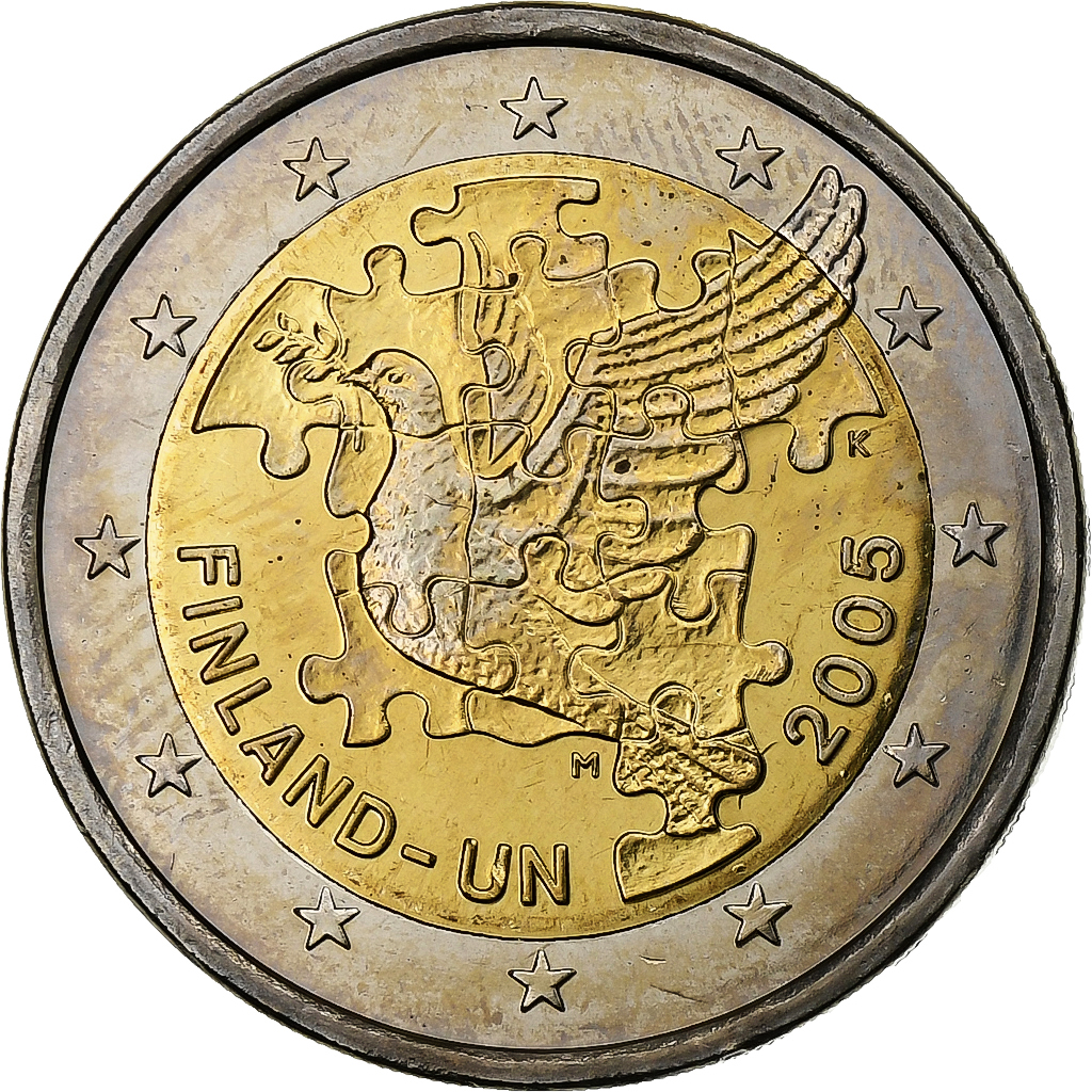 Finnland, 2 Euro, Finland in UN, 2005, Vantaa, Bi-Metallic, UNZ
