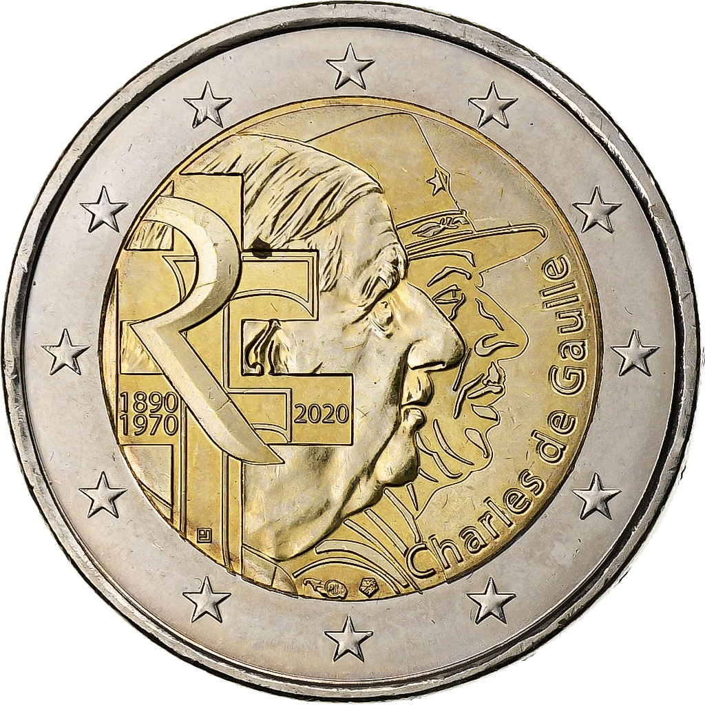 Frankreich, 2 Euro, Charles De Gaulle, 2020, MDP, Bi-Metallic, UNZ