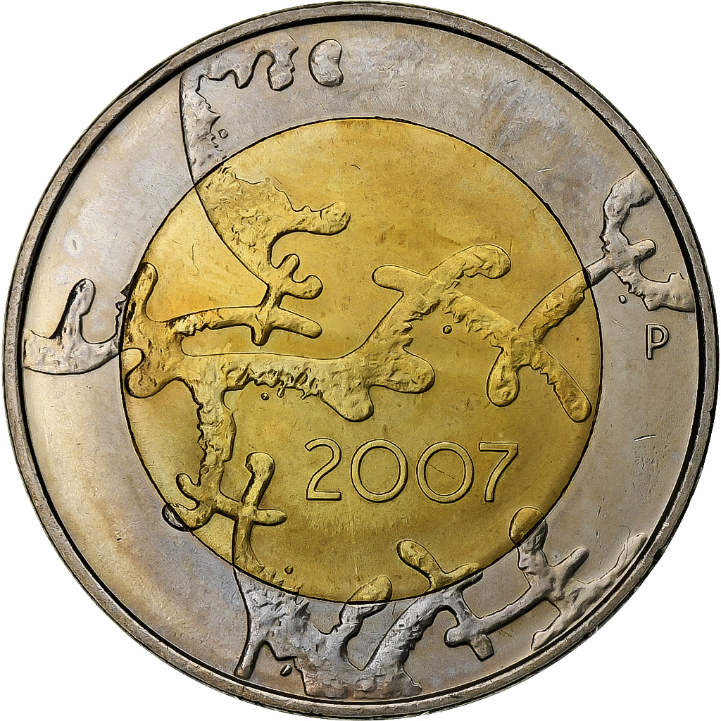 Finland, 5 Euro, Independence, 2007, Vantaa, Bi-Metallic, MS