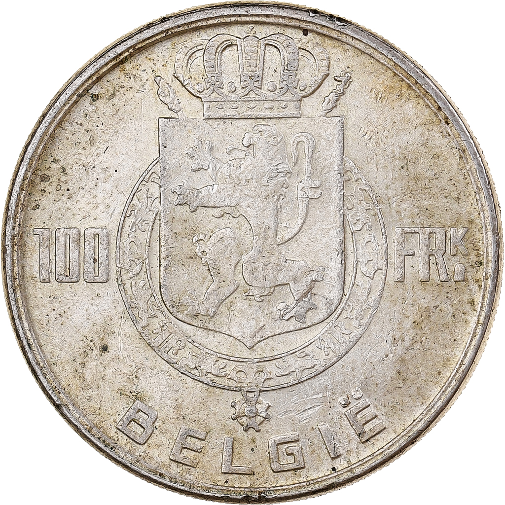 Belgium, 100 Frank, 1951, Brussels, Silver, 