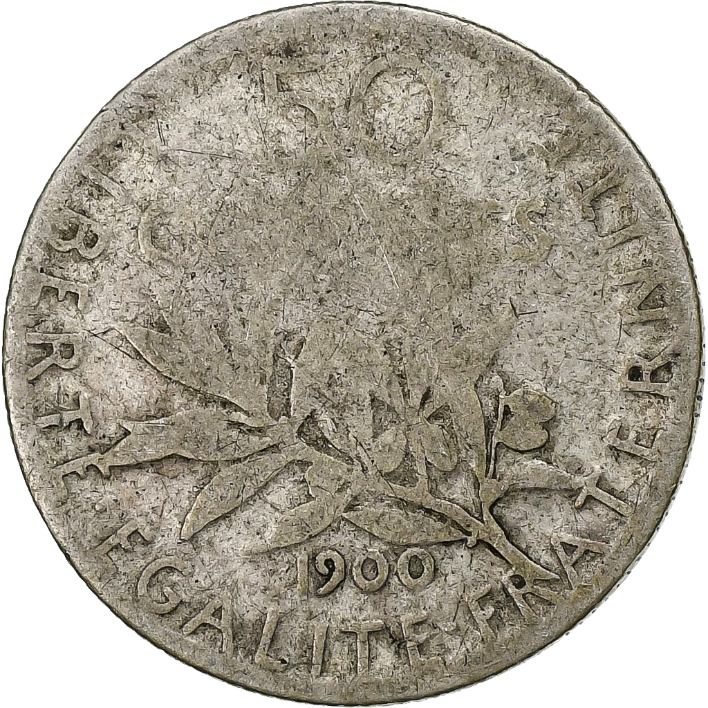 France, 50 Centimes, Semeuse, 1900, Paris, Silver, 