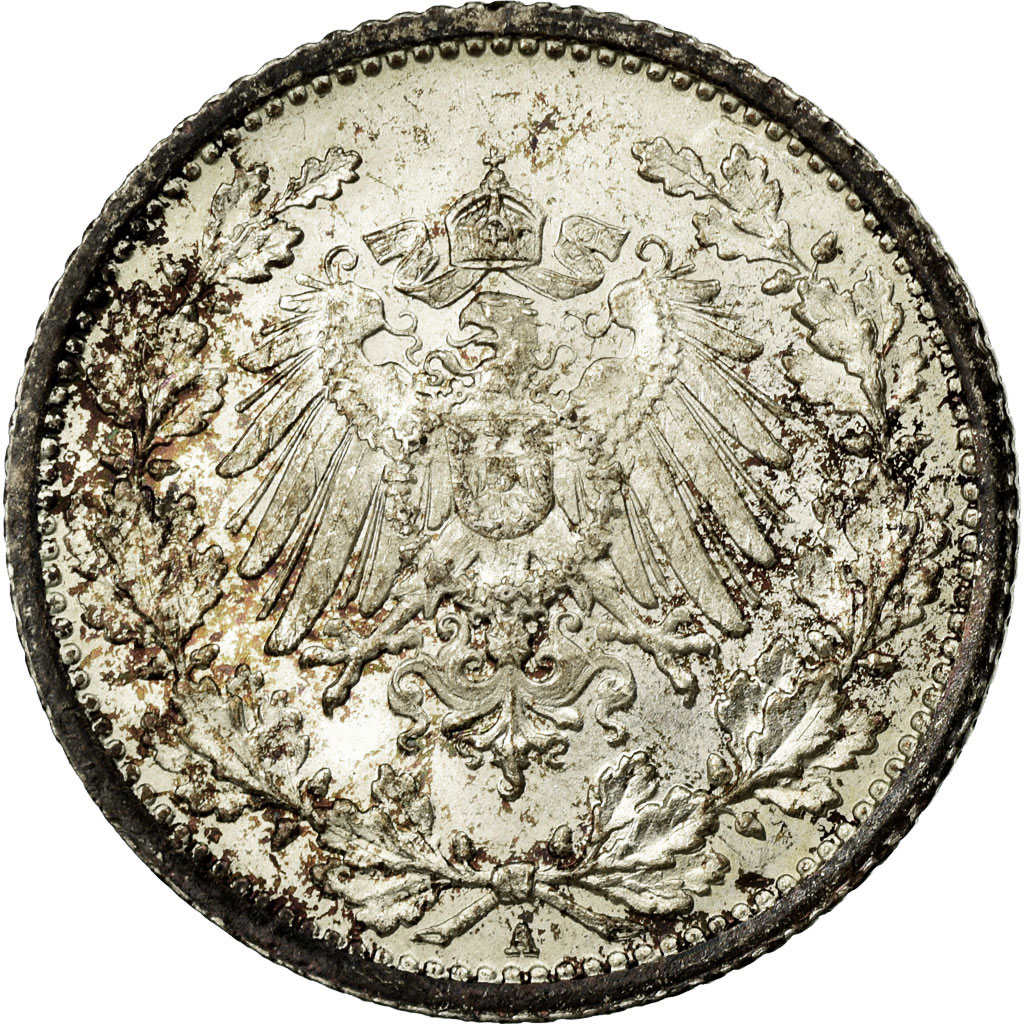 Coin, GERMANY - EMPIRE, 1/2 Mark, 1913, Berlin, , Silver, KM:17