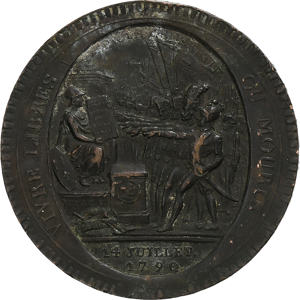 France, Monneron de 5 Sols, 1792, Birmingham, Bronze, 