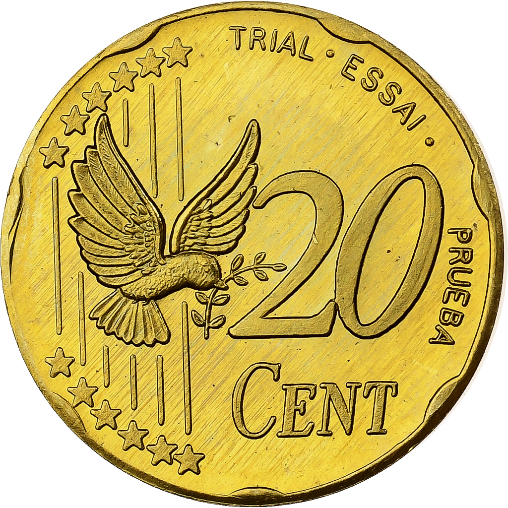 Denmark, Margrethe II, 20 Centimes, Fantasy Trial Euro, 2002, Nordic gold