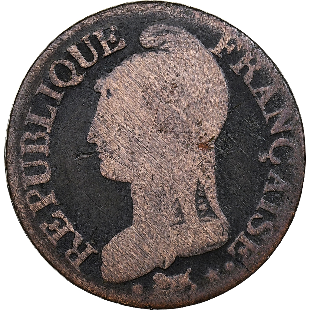 France, 5 Centimes, Dupré, AN 8/5, Metz, Copper, 