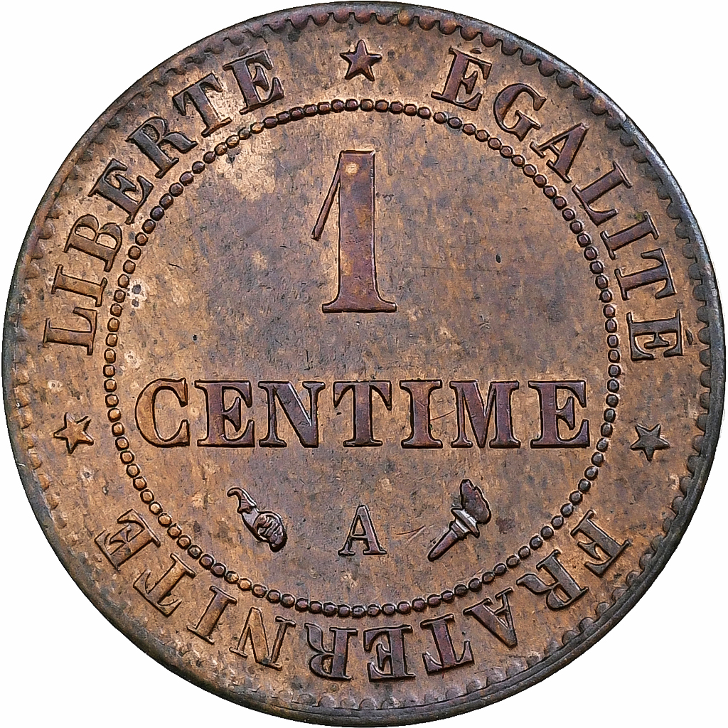 France, Centime, Cérès, 1897, Paris, Bronze, 