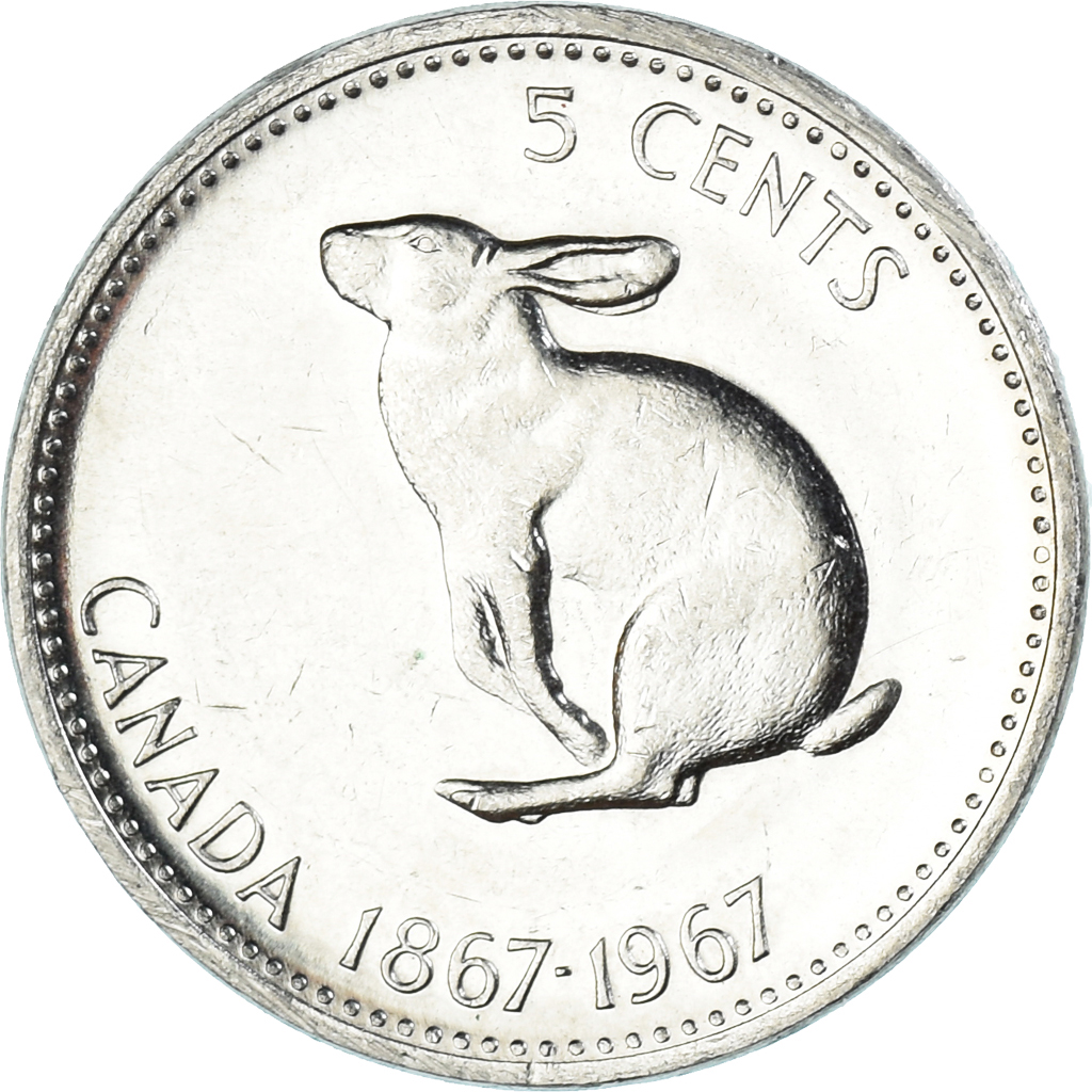 Coin, Canada, 5 Cents, 1967