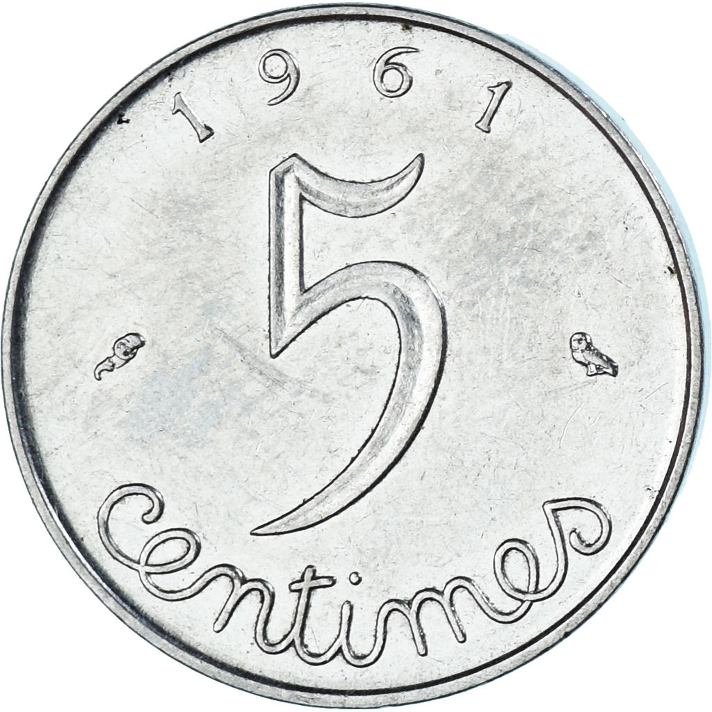 Coin, France, 5 Centimes, 1961