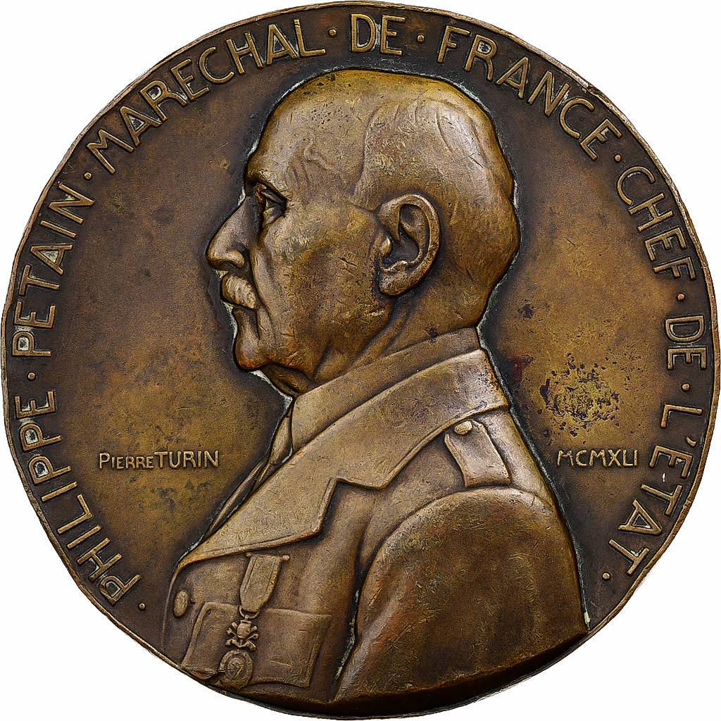 France, Medal, Fête du Travail, 1942, Bronze, Turin, 