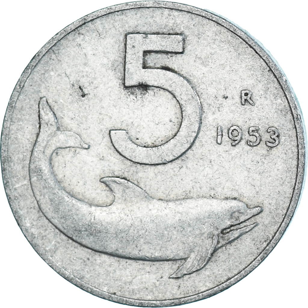 Coin, Italy, 5 Lire, 1953