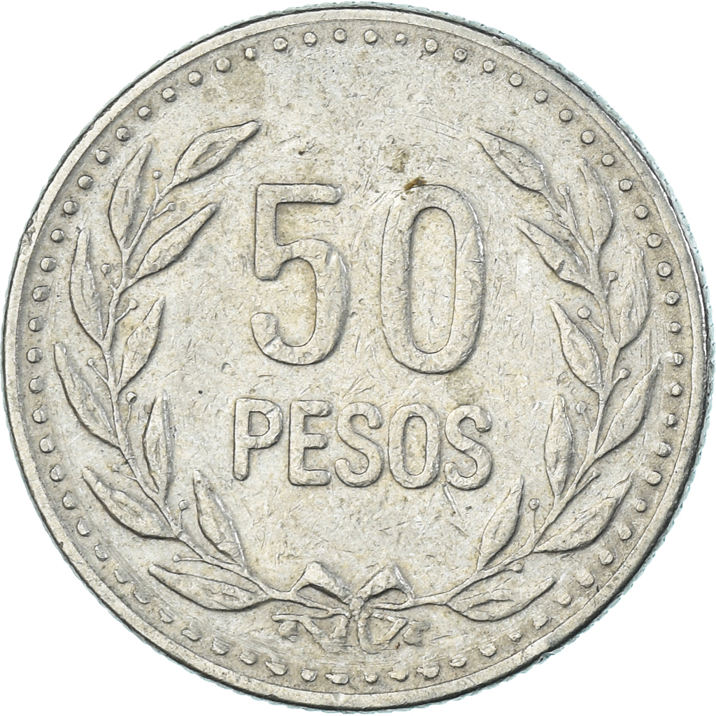 Coin, Colombia, 50 Pesos, 1990