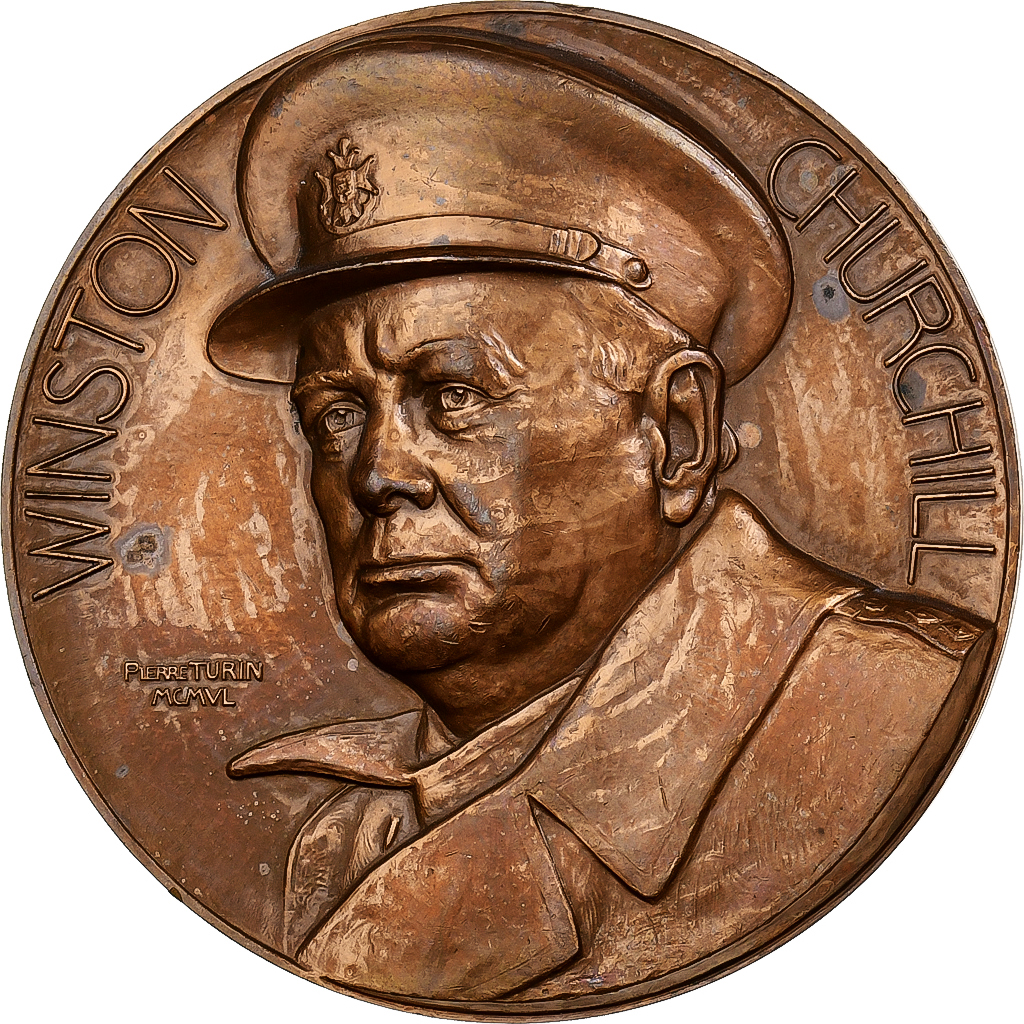 France, Medal, Winston Churchill, MDP, Bronze, Turin, 