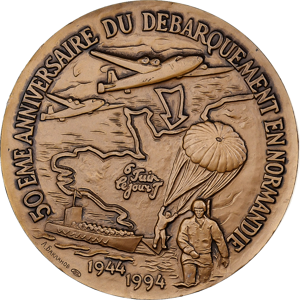 France, Medal, 50e Anniversaire du Débarquement en Normandie, Bronze, Baklanov