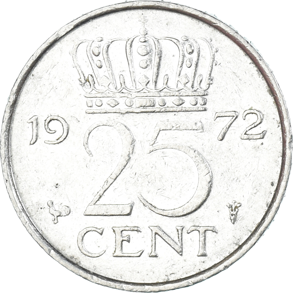 Coin, Netherlands, 25 Cents, 1972