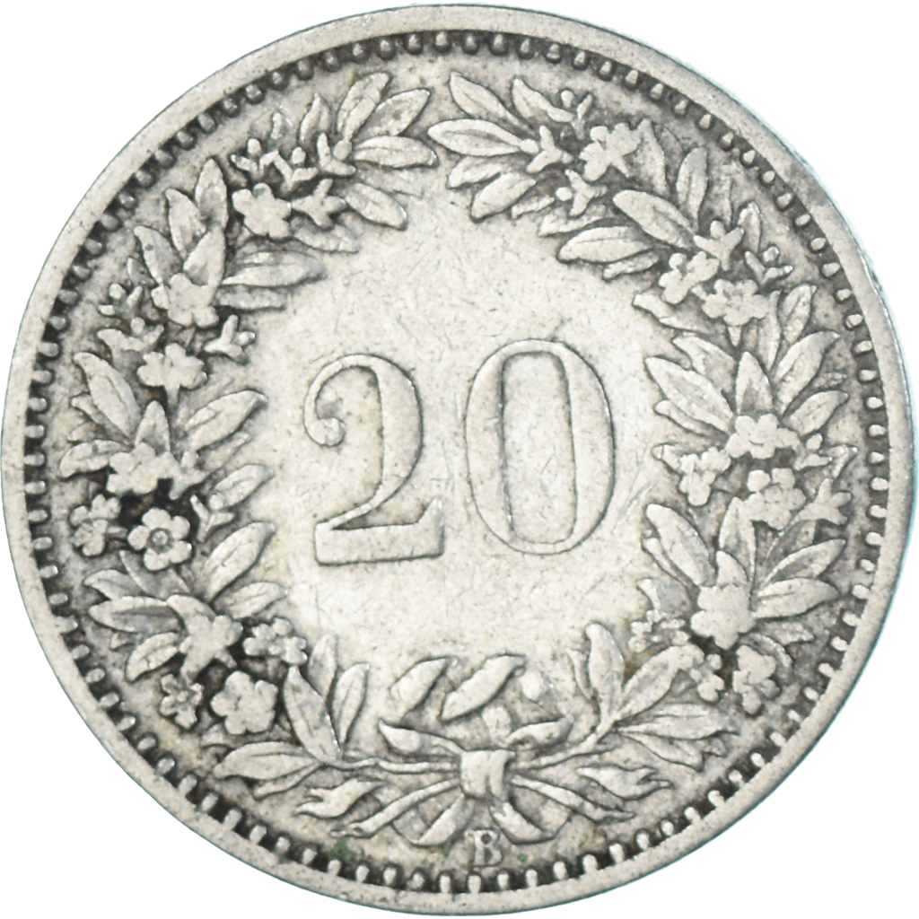 Coin, Switzerland, 20 Rappen, 1884