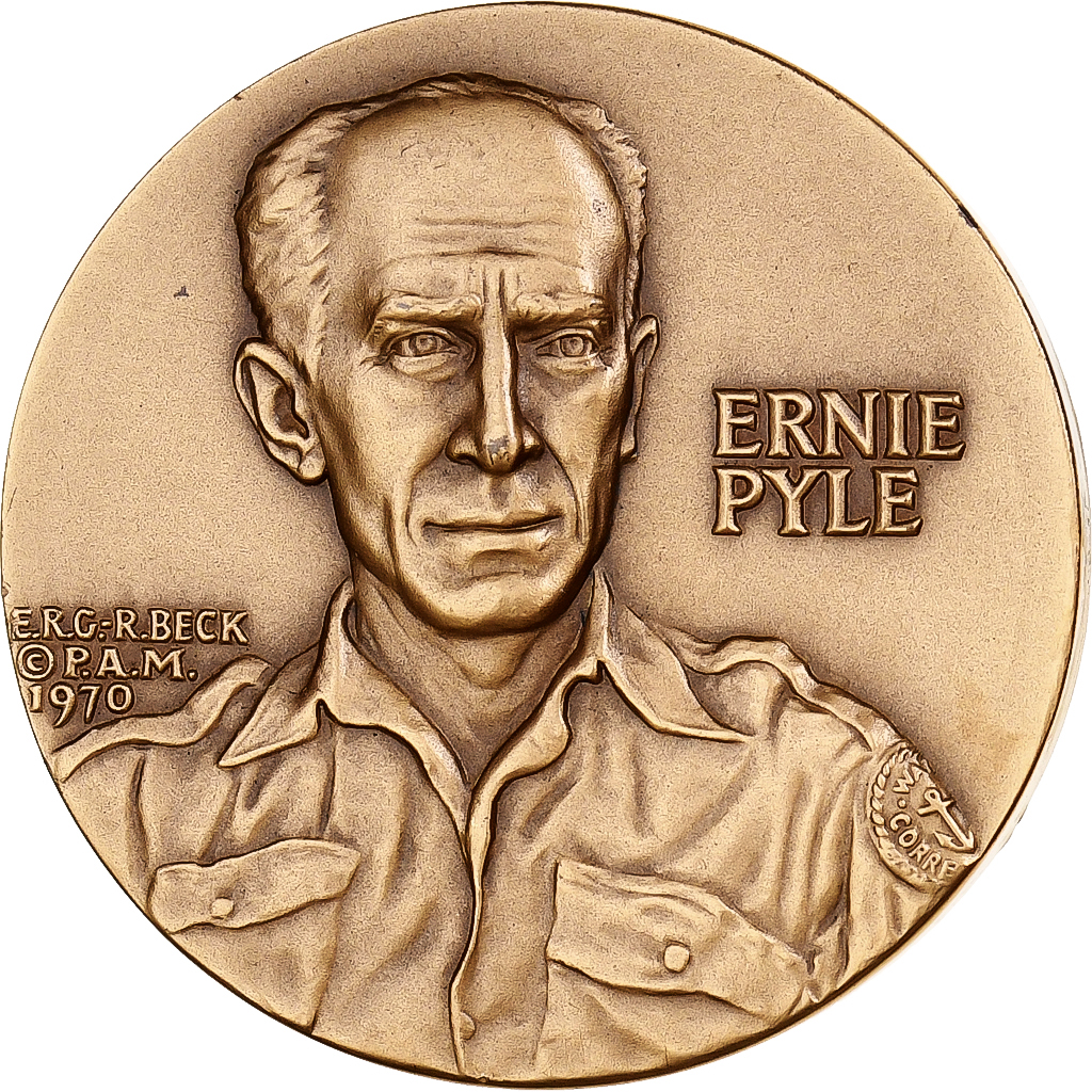 United States, Medal, Ernie Pyle, Okinawa, 1970, Medallic Art Co., Bronze