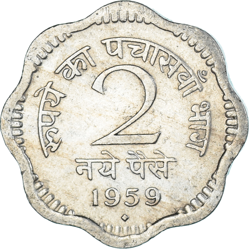 Coin, India, 2 Naye Paise, 1959