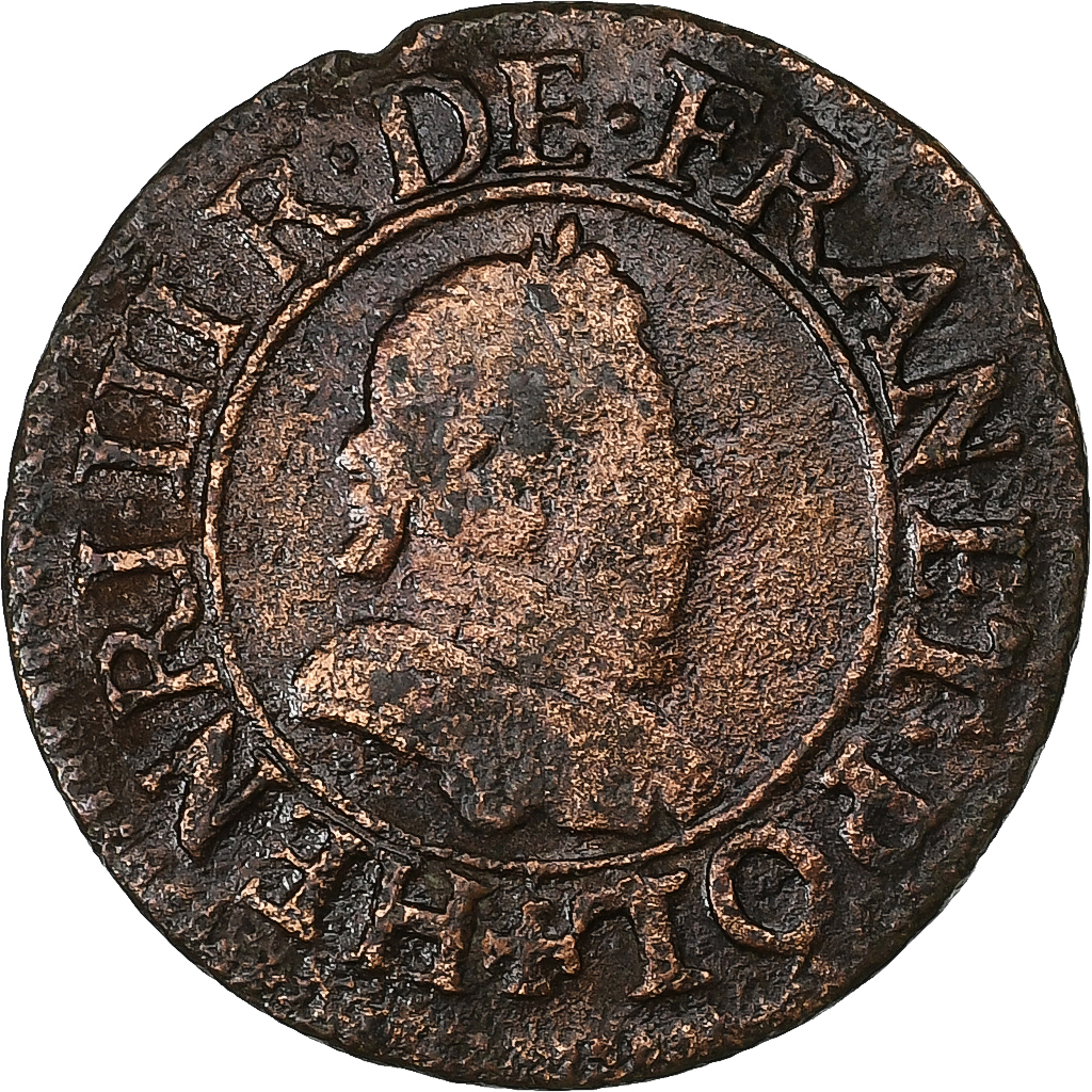 France, Henri III, Denier Tournois, 1583, Paris, Copper, 