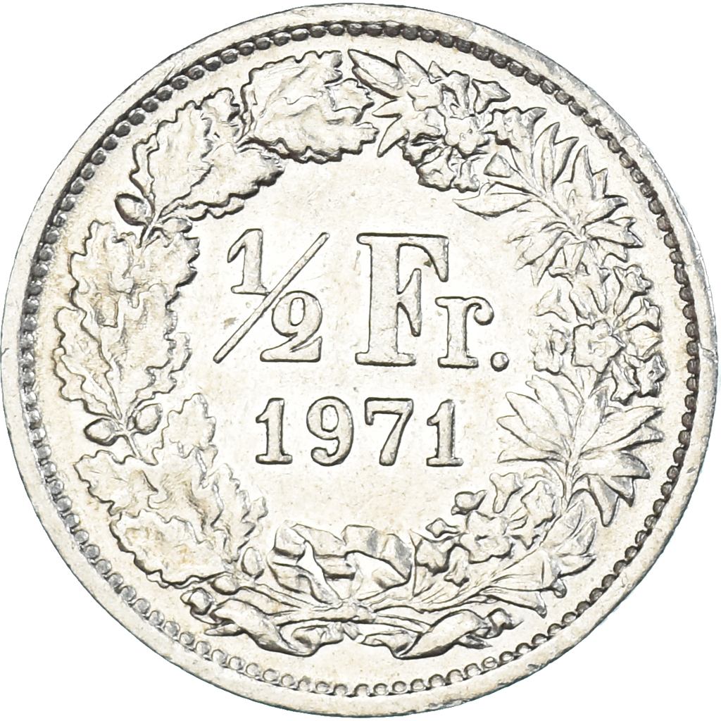 Coin, Switzerland, 1/2 Franc, 1971