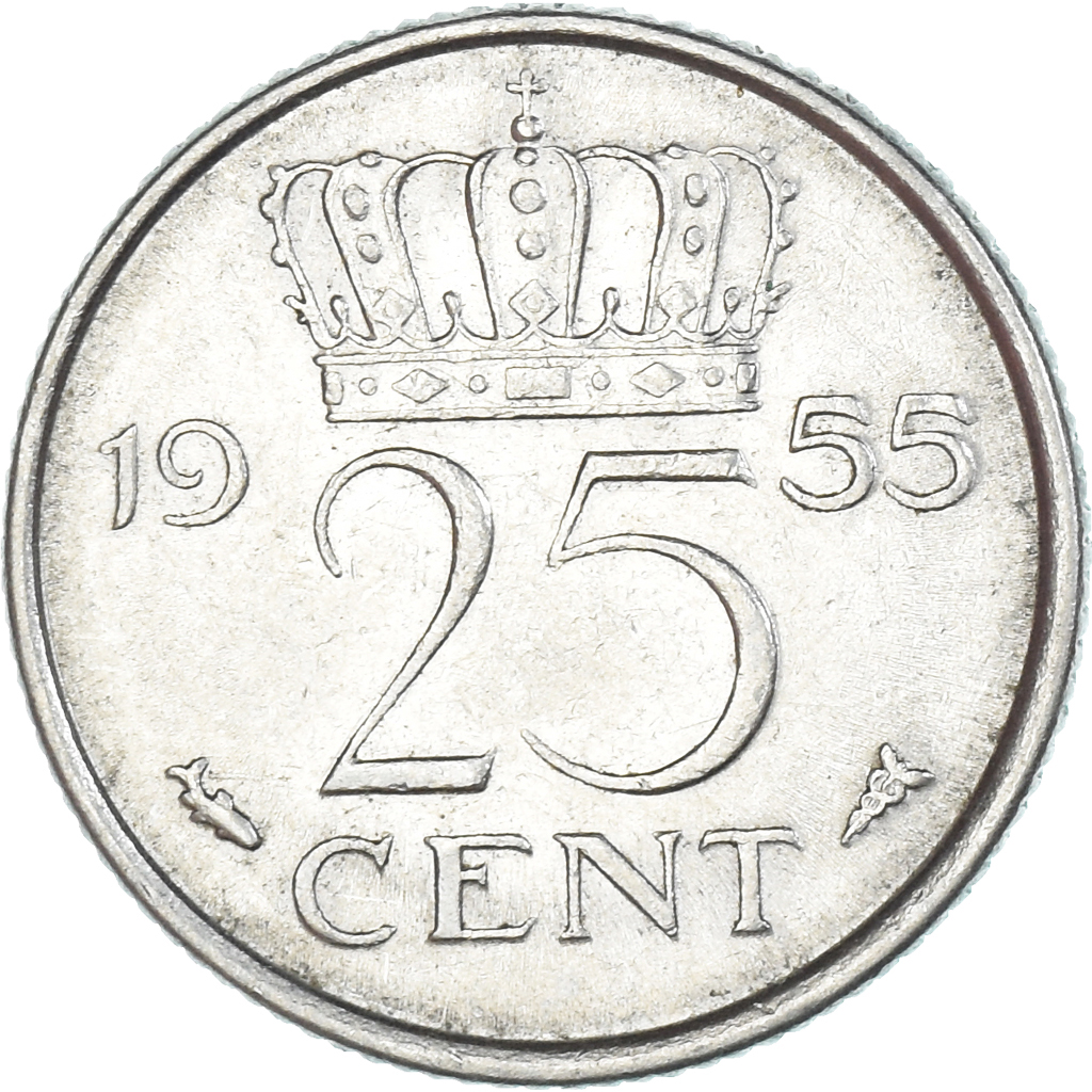 Coin, Netherlands, 25 Cents, 1955