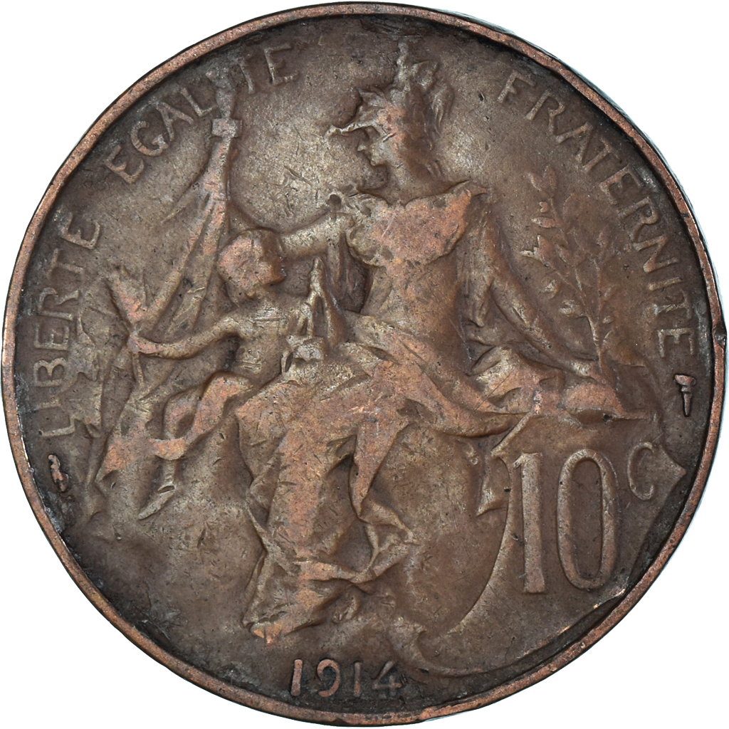 Coin, France, 10 Centimes, 1914