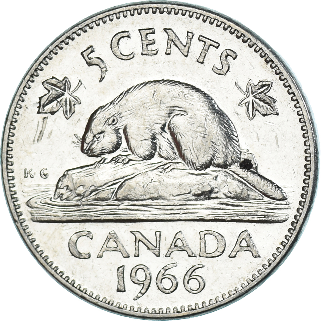 Coin, Canada, 5 Cents, 1966