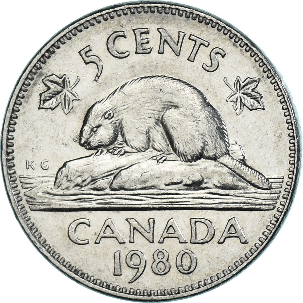 Coin, Canada, 5 Cents, 1980