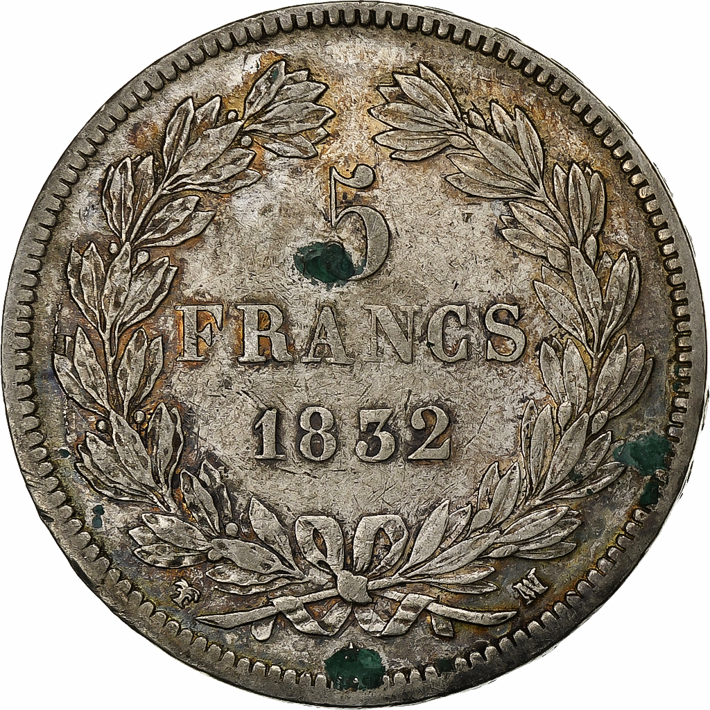 France, Louis-Philippe I, 5 Francs, 1832, Marseille, Silver, 