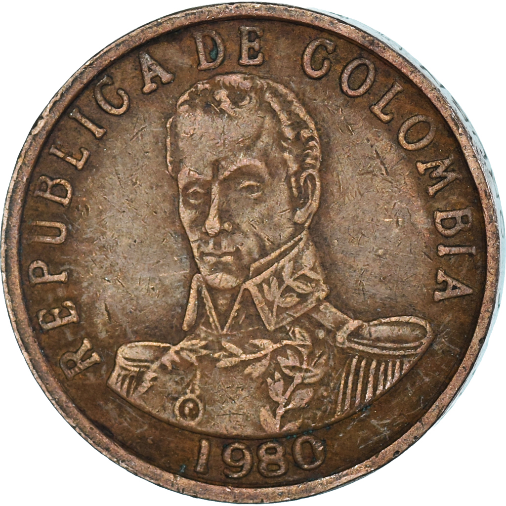 Coin, Colombia, 2 Pesos, 1980