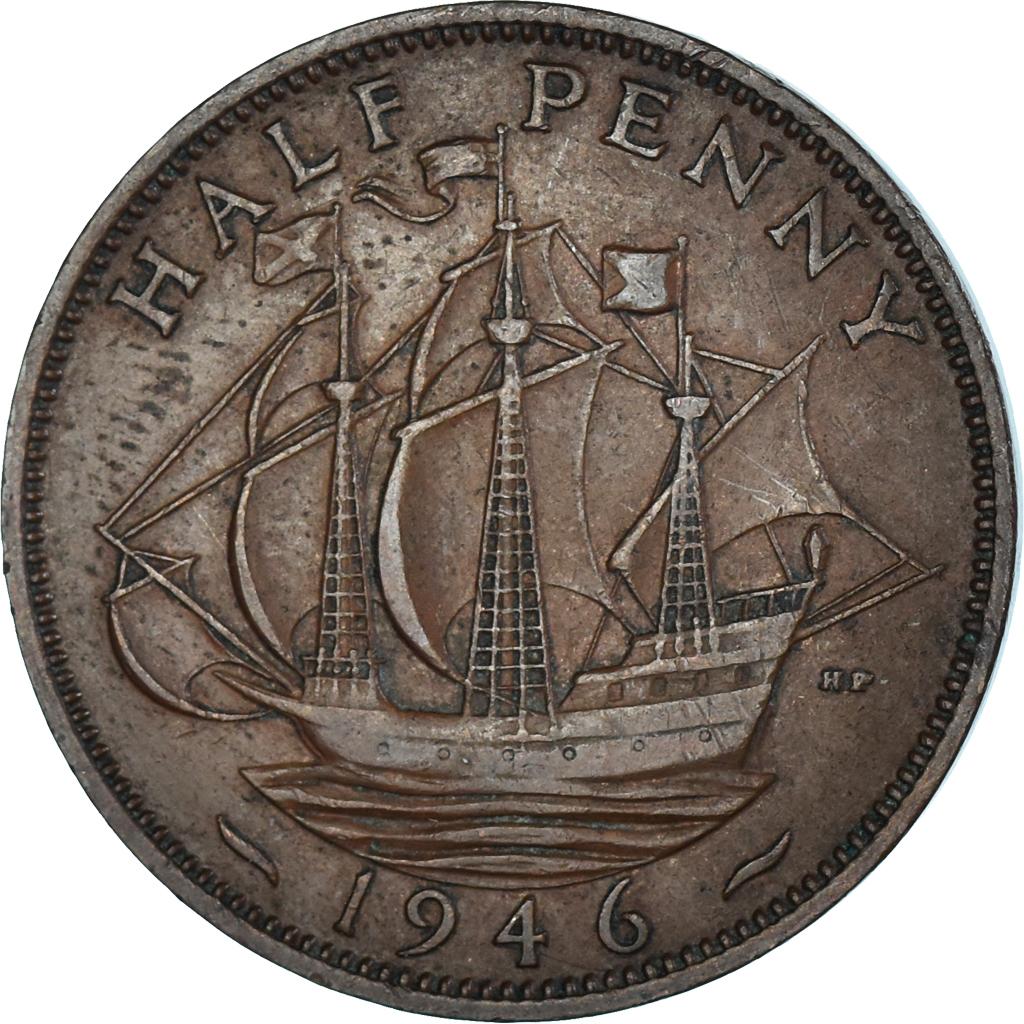 Coin, Great Britain, 1/2 Penny, 1946