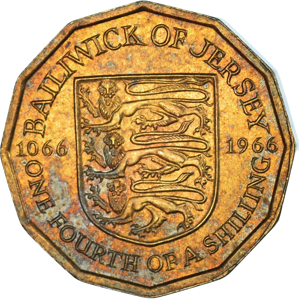 Coin, Jersey, 1/4 Shilling, 3 Pence, 1966