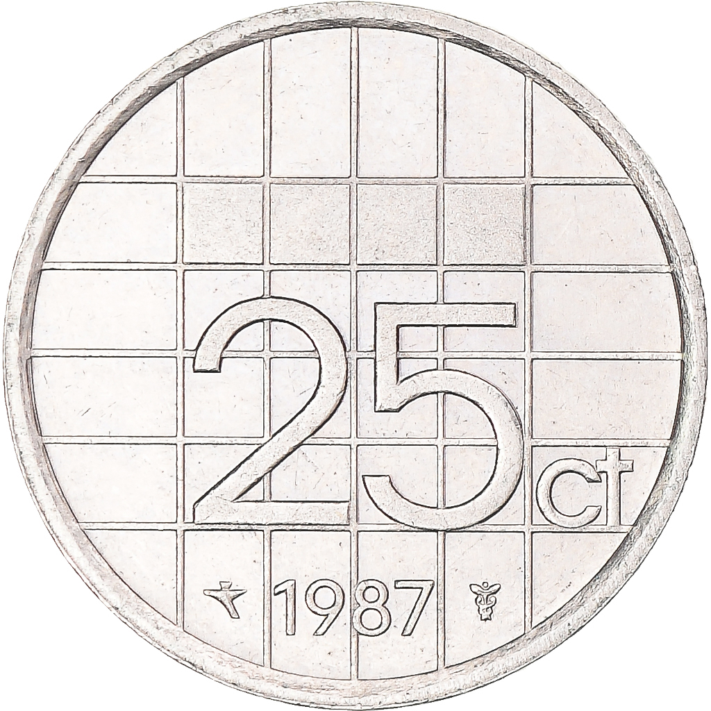Coin, Netherlands, 25 Cents, 1987