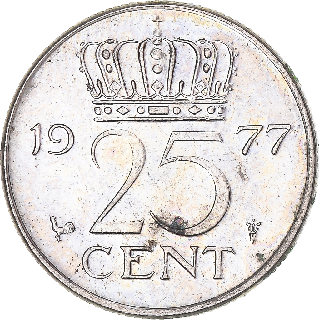 Coin, Netherlands, 25 Cents, 1977