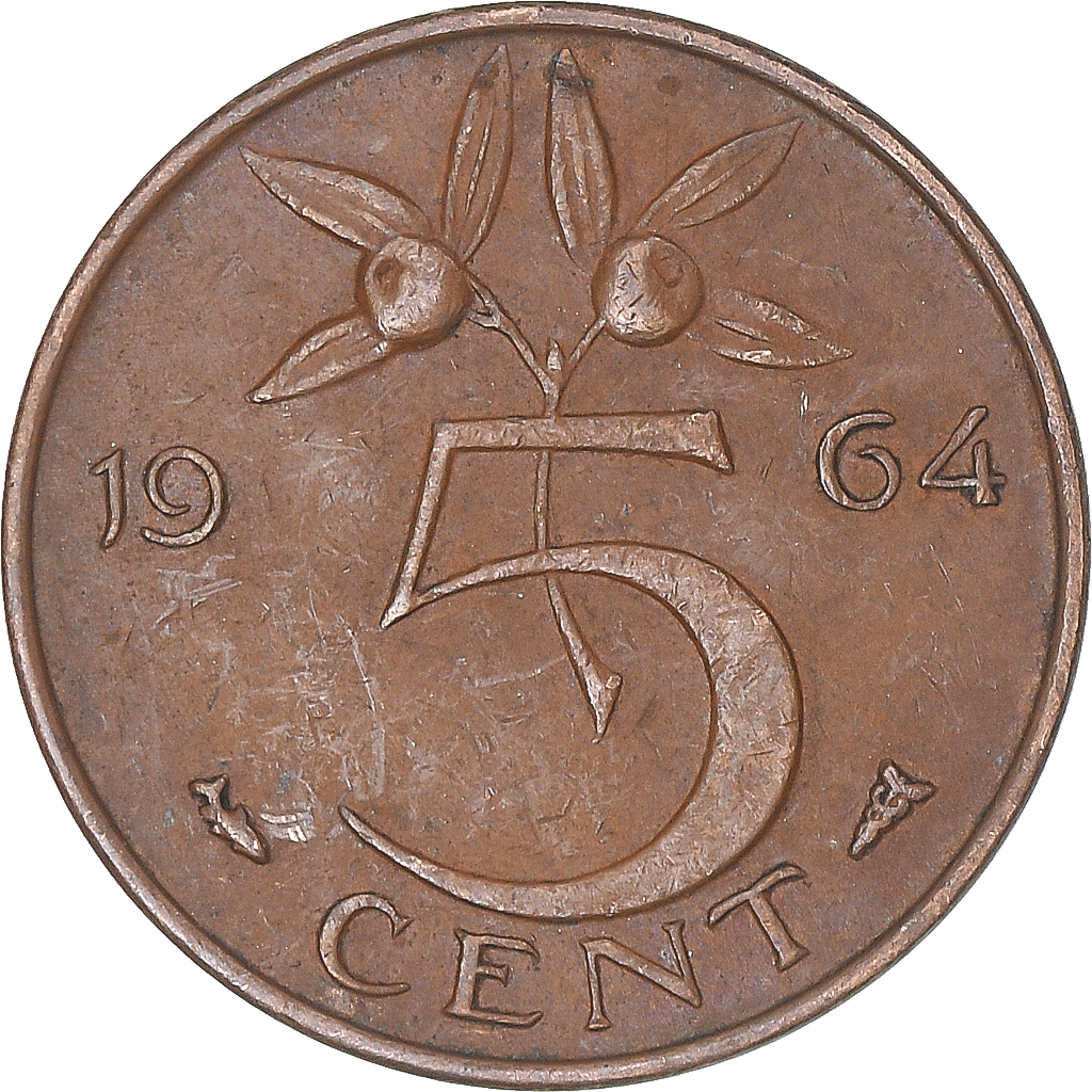 Coin, Netherlands, 5 Cents, 1964