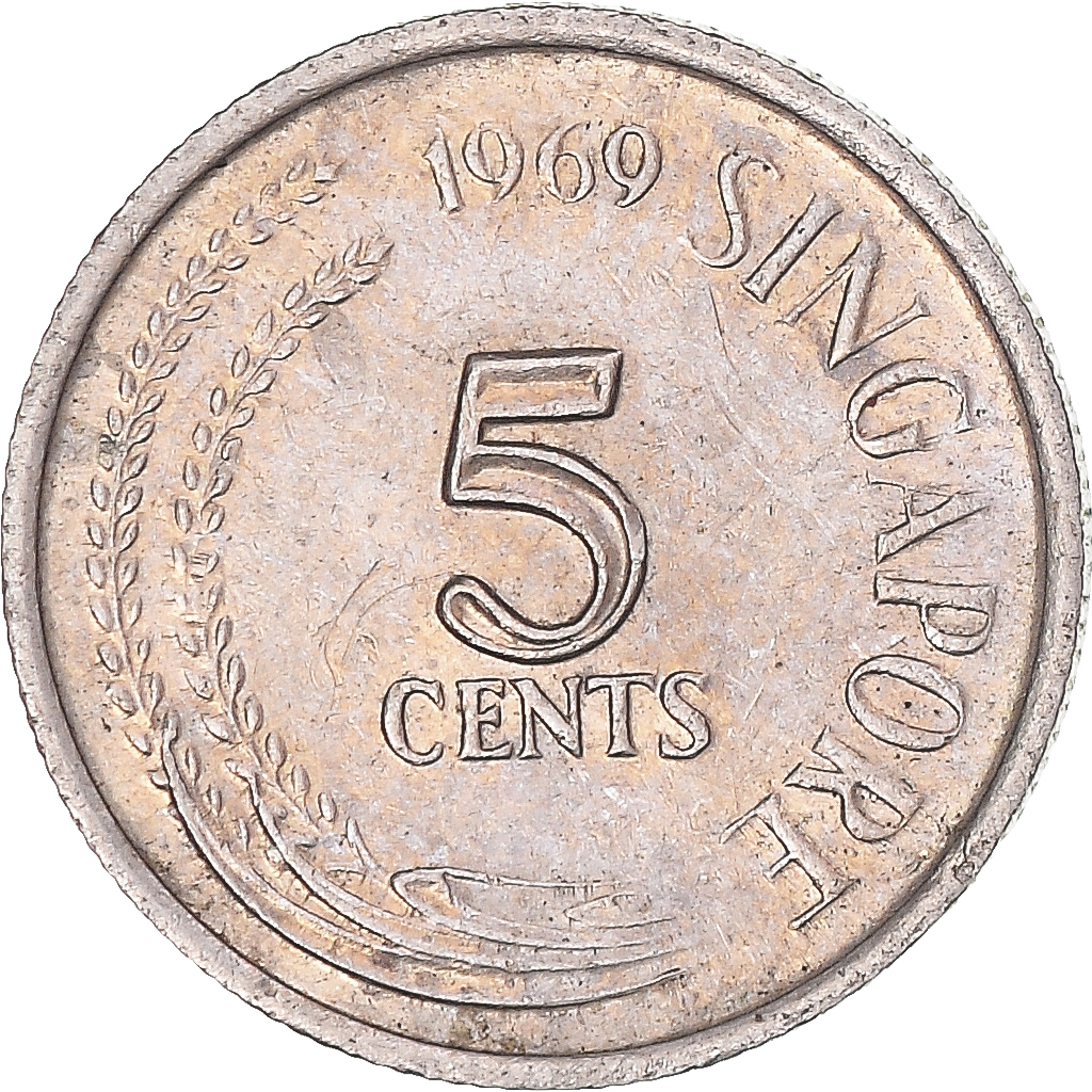 Coin, Singapore, 5 Cents, 1969