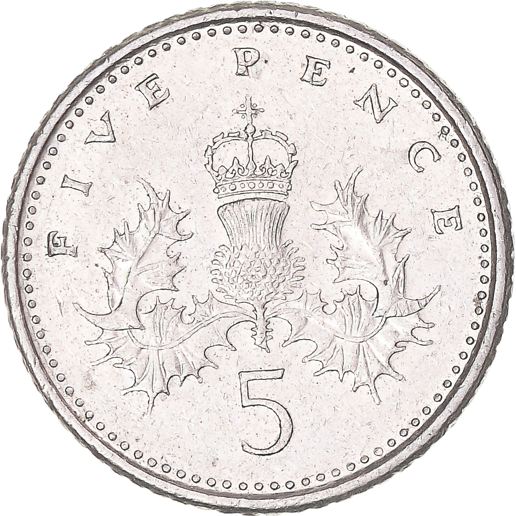 Coin, Great Britain, 5 Pence, 2002