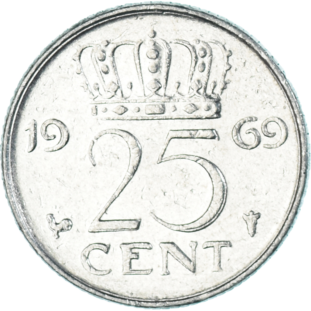 Coin, Netherlands, 25 Cents, 1969