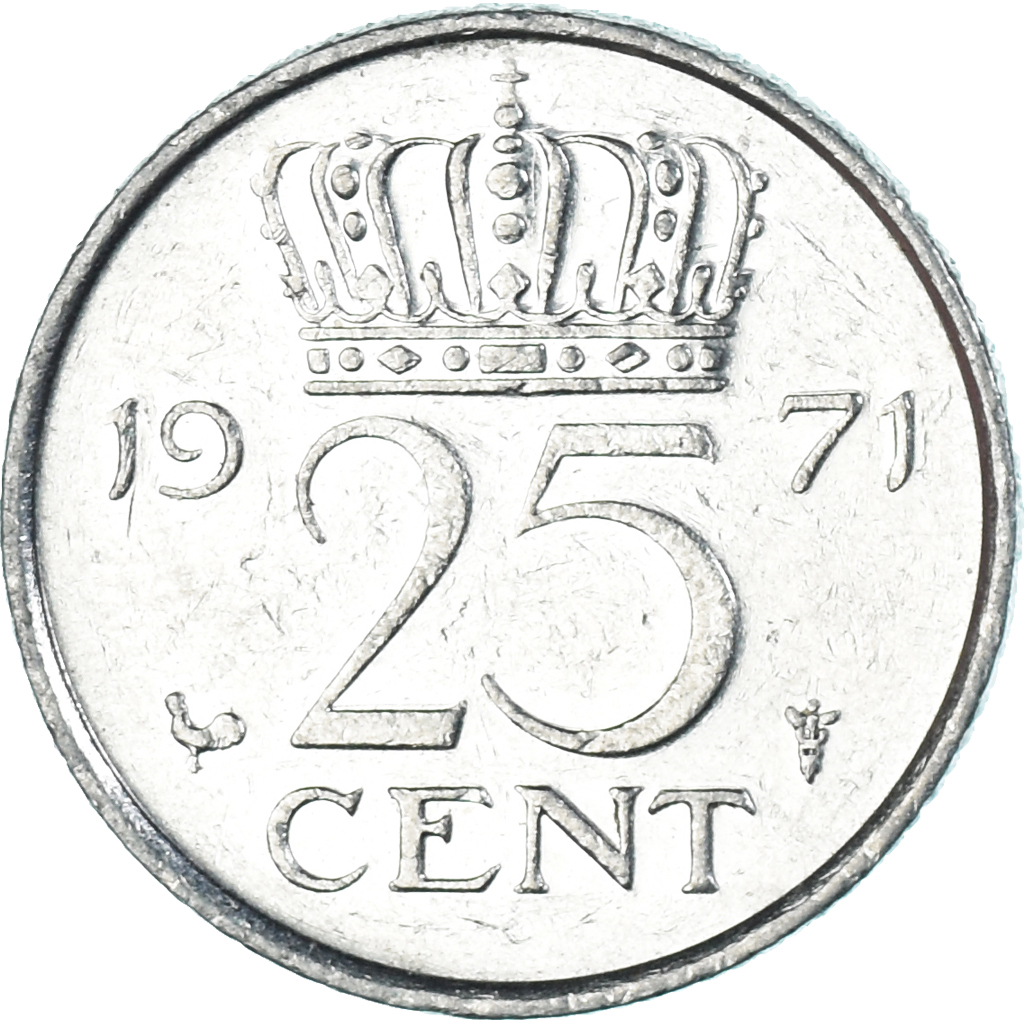 Coin, Netherlands, 25 Cents, 1971
