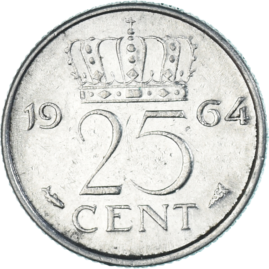 Coin, Netherlands, 25 Cents, 1964