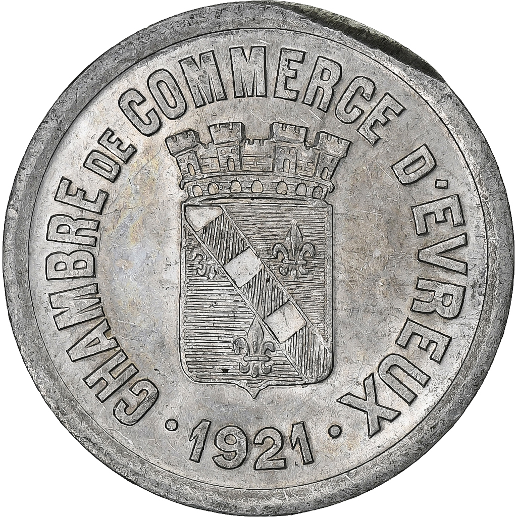 France, Chambre de commerce d'Evreux, 25 Centimes, 1921, , Aluminium