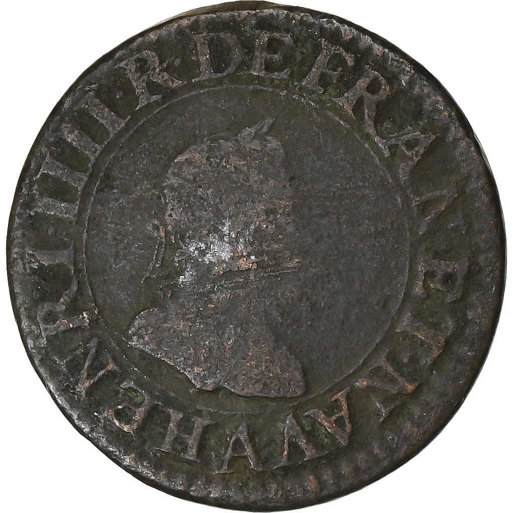 France, Henri IV, Double Tournois, 1607, Paris, Copper, 