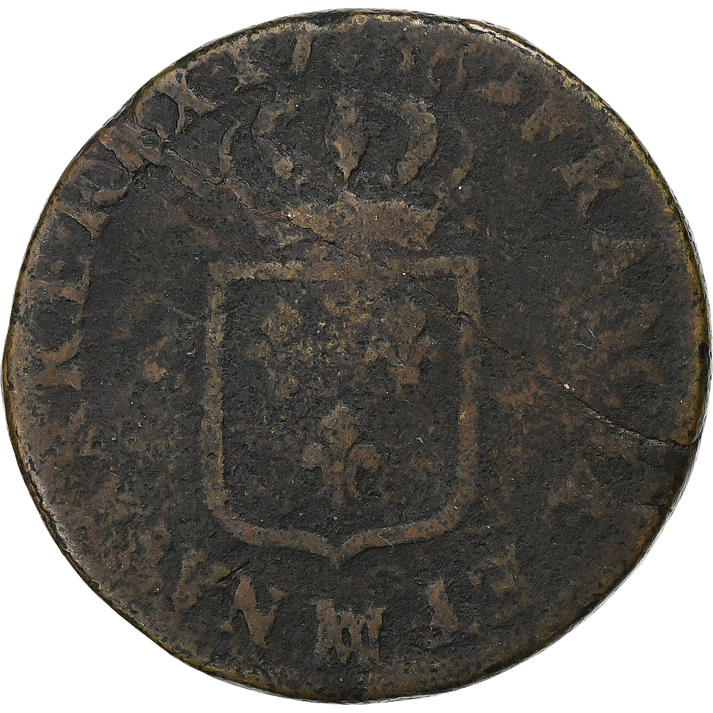 France, Louis XVI, Sol, 1788, Marseille, Copper, 