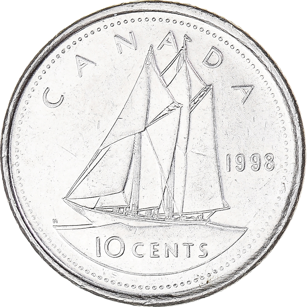 Coin, Canada, 10 Cents, 1998
