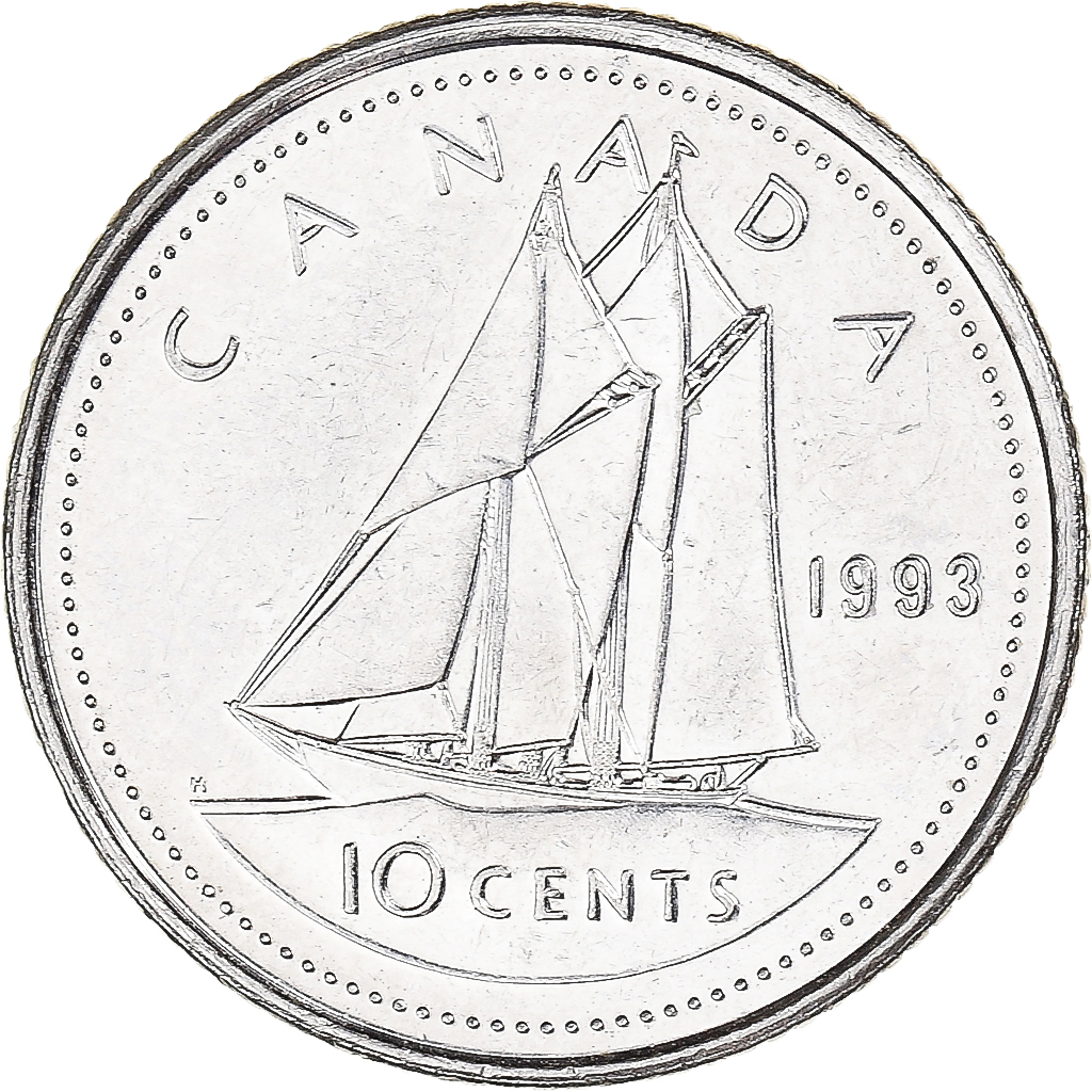 Coin, Canada, 10 Cents, 1993